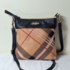 Spartina textured tartan patterned fabric crossbody bag